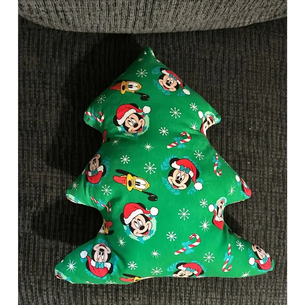Handmade Christmas Tree Green Accent Decor Pillow Mickey Mouse 16